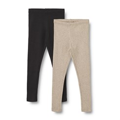 Wheat Rib maddy leggings 2-pak - Gravel melange/Black